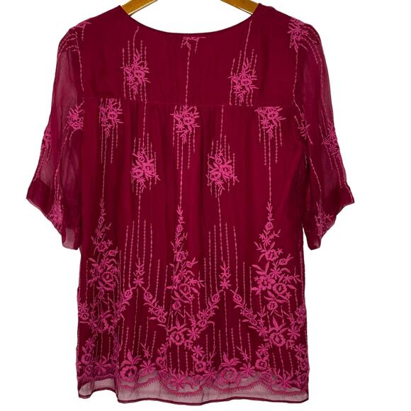 Sundance embroidered sheer sleeve top - Picture 2 of 10